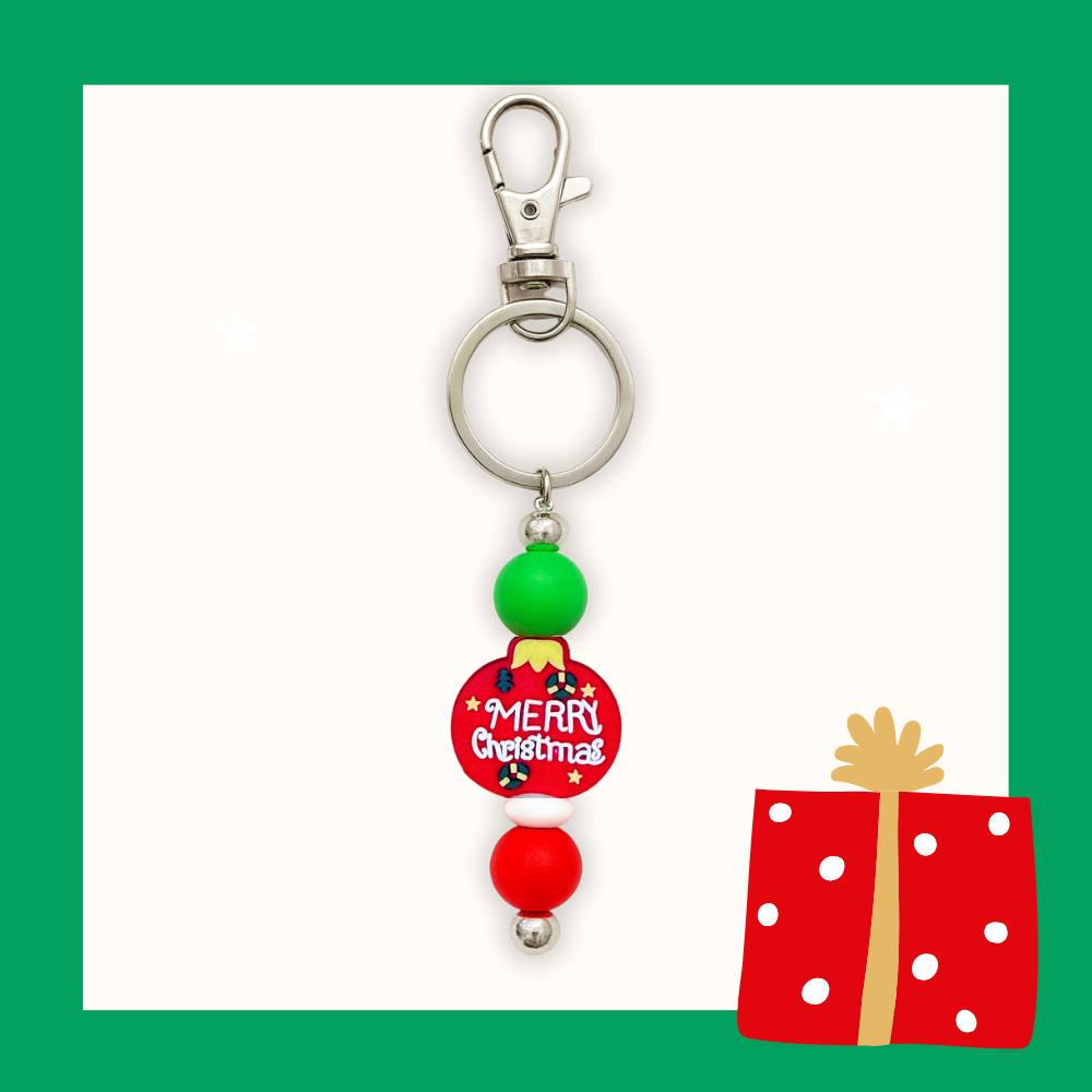 Merry Christmas Ornament Keychain