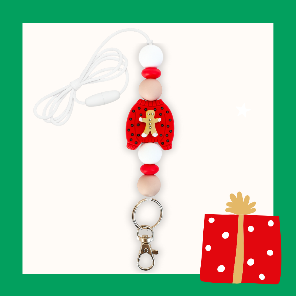 Classic Gingerbread Sweater Lanyard (red sweater)