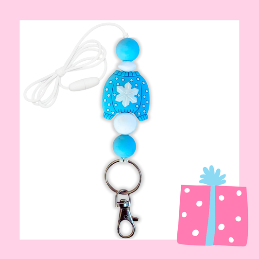 Snow Day Sweater Lanyard (blue snowflake sweater)
