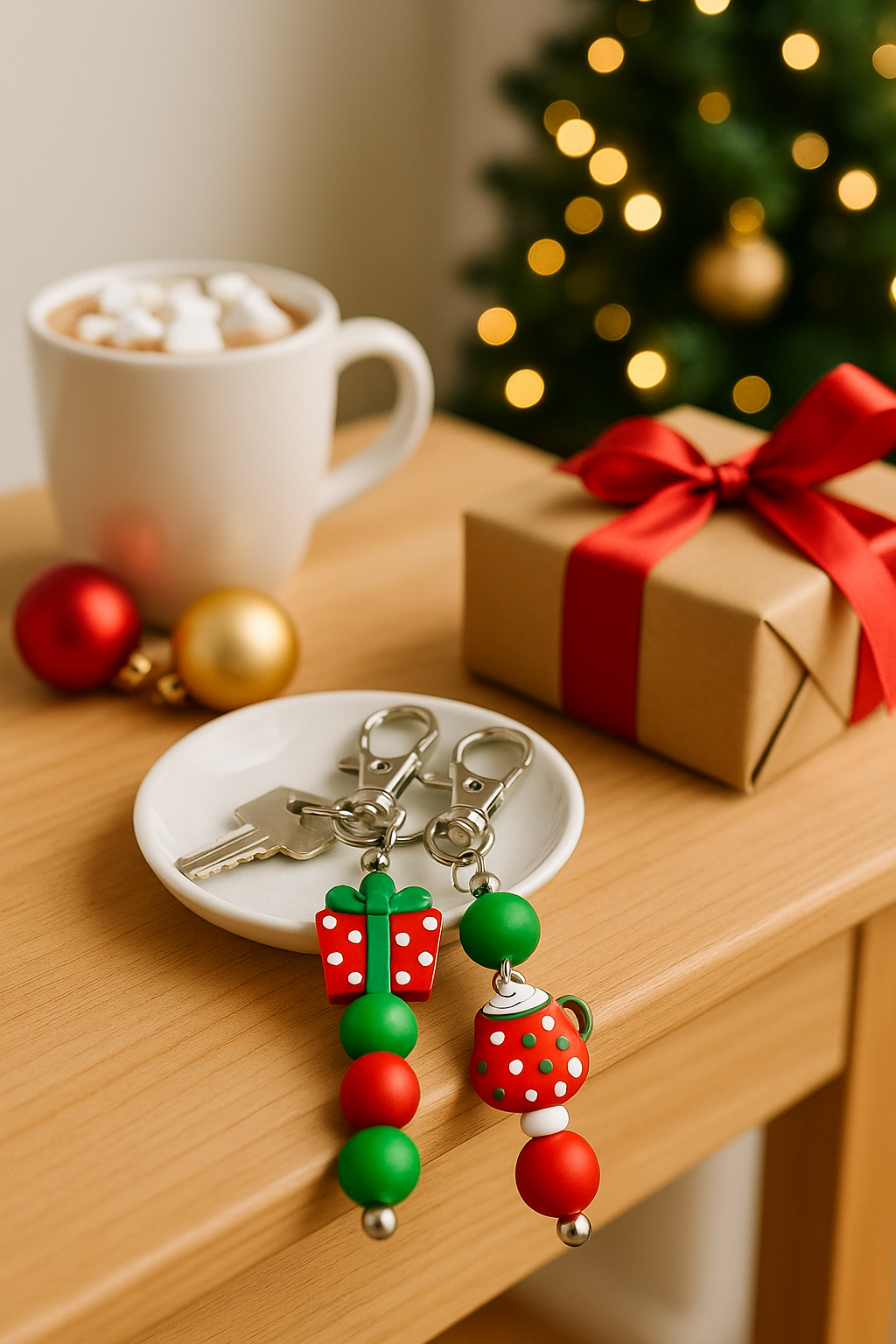 Polka Dot Present Keychain